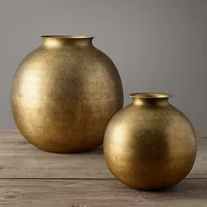 Golden Metal Vase Devure Metal Round Devor