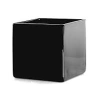 Glass Vase Cube Black 10*10