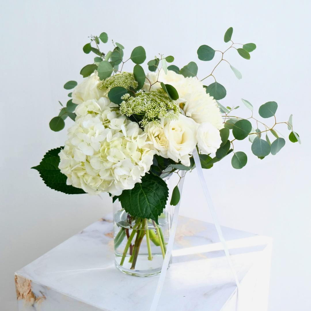 White Arrangement with Vase