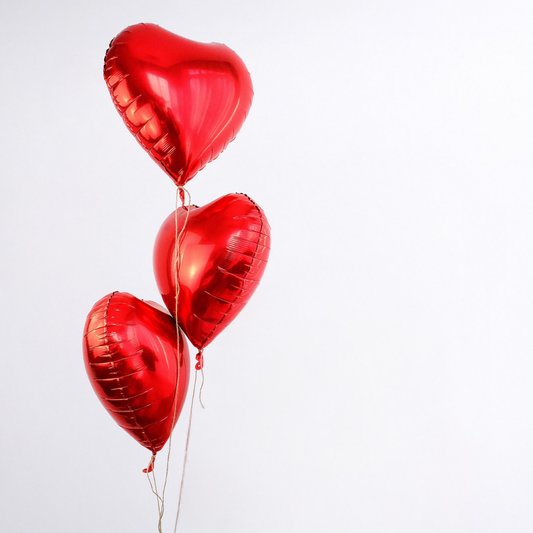 3 Red Heart Balloons