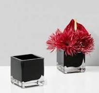 Glass Vase Cube Black 10*10